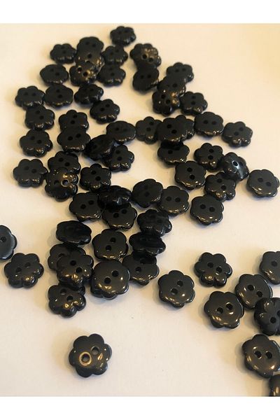 aensia Black Daisy Flower Model Baby Size Polyester Button 18 Size Buttons - Pack of 10 Buttons