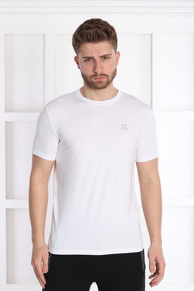 NEED LİFE Men's White Polyester Crew Neck T-Shirt