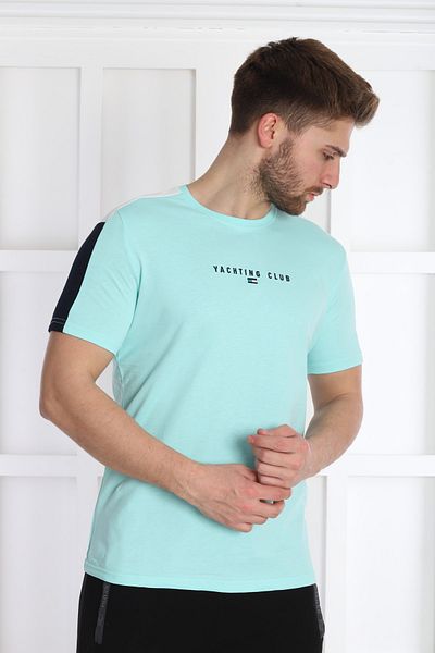 NEED LİFE Men's Light Mint Crew Neck T-Shirt