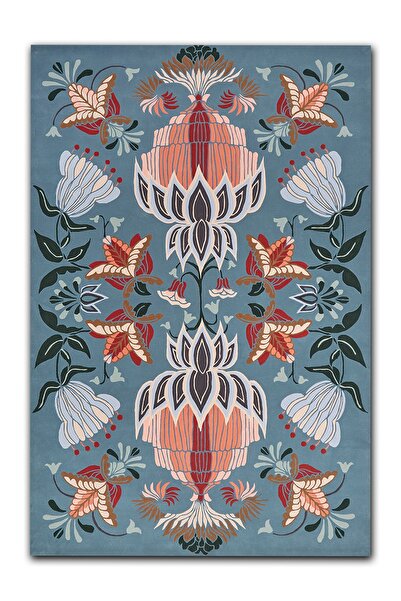 Rugs Modern Halı Πράσινο Σολομόν Πολύχρωμο Λουλουδάτο Βοτανικό Θέμα Υφαντό Χα...