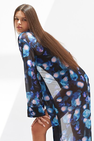 Mozto Kelly Printed Tulle Kimono