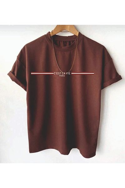 AFROGİYİM Ανδρικό μπλουζάκι C'est Le Vie Paris με στάμπα Oversize