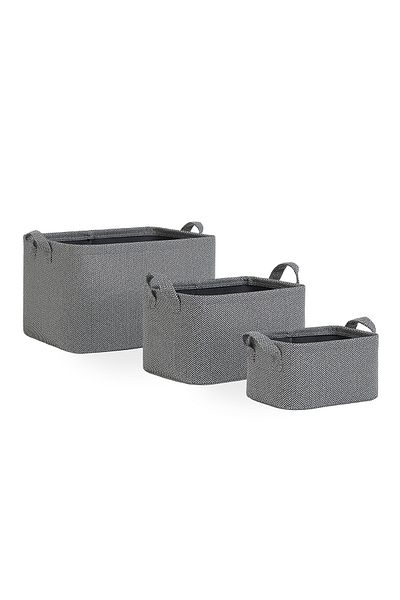 Ocean Home Textile Set of 3 Textured Cabinet Laundry Children's Room Toy Organizer Folding Storage Basket Organizer