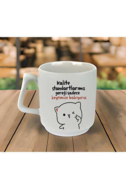 GünayStore كوب بورسلين فاخر مطبوع عليه عبارة "لن أكون ضحايا" من Mochi Cat