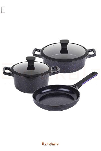Tantitoni Evrekala Shop Tencere - Tava Seti Döküm Yapışmaz Kaplamalı Mor Pots...