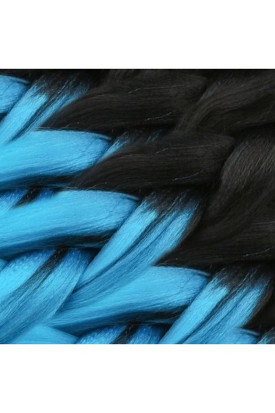 KONAK PERUK 100 gr.African Braiding Synthetic Ombreli Hair - Black / Turquoise Blue
