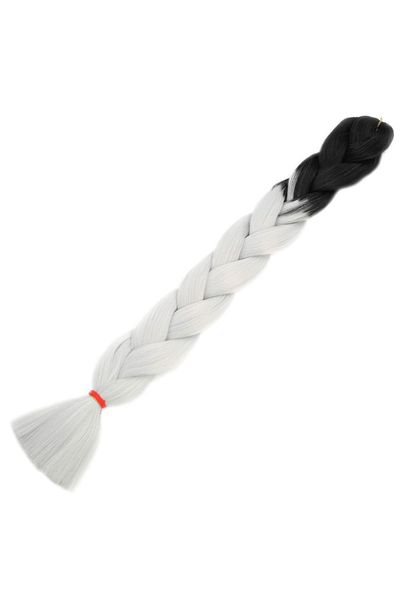 KONAK PERUK African Braiding Synthetic Ombreli Hair 100 Gr- Black / Light Gray