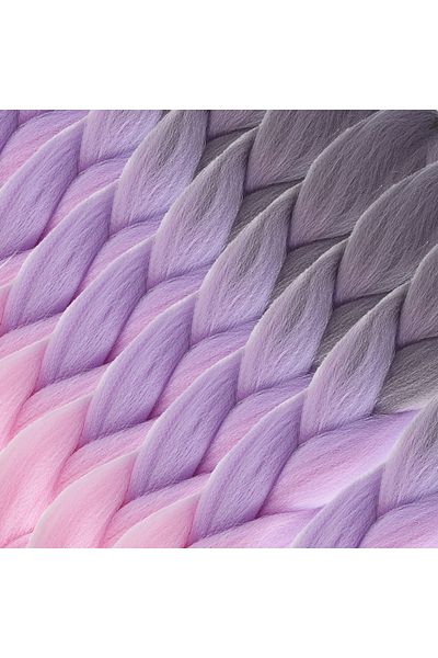 KONAK PERUK African Braid Ombreli Synthetic Hair 100 Gr- Soft Gray / Lilac / Pink