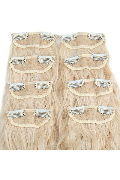 KONAK PERUK 8 Pieces Fiber Synthetic Fluffy Wavy Snap - Platinum