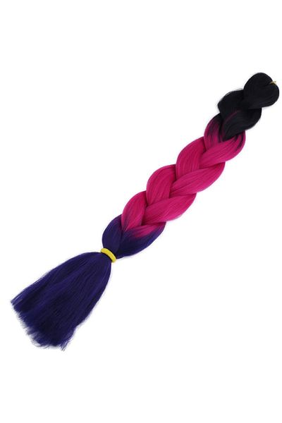KONAK PERUK Synthetic Ombreli Hair For African Braid And Rasta - Black / Fuchsia / Purple