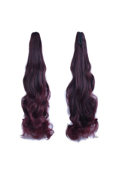 KONAK PERUK Wavy Ponytail with Dark Red Buckle