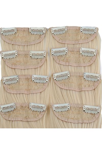 KONAK PERUK Fiber Synthetic Flat 8 Pieces Snap Fastener - Platinum