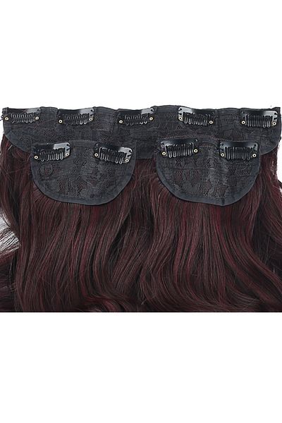 KONAK PERUK Dark Red Fiber Synthetic Flat Half Moon + 2 Side Snaps