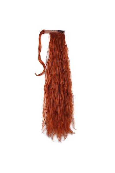 KONAK PERUK Copper Colored Tie Up Fluffy Wavy Ponytail