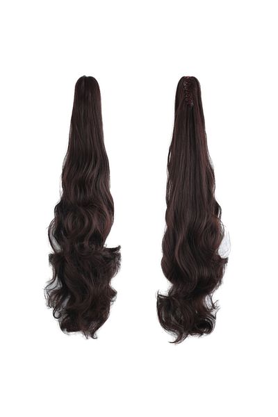 KONAK PERUK Buckle Wavy Ponytail - Dark Brown