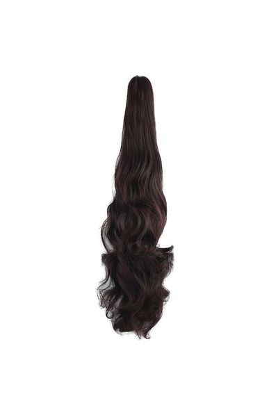 KONAK PERUK Buckle Wavy Ponytail - Dark Brown