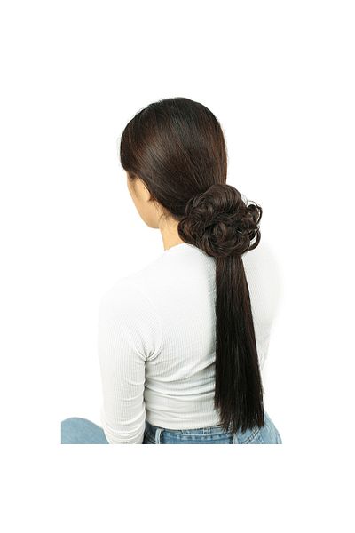 KONAK PERUK Light Brown Hair Elastic Bun Buckle