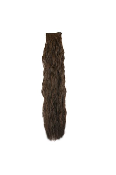KONAK PERUK Light Brown Fiber Synthetic 8 Pieces Fluffy Wavy Snap