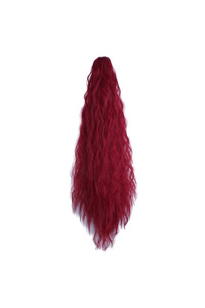 KONAK PERUK Fluffy Wavy Ponytail with Red Buckle