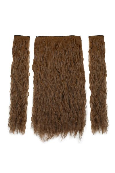 KONAK PERUK Fiber Synthetic Fluffy Wavy Half Moon + 2 Side Snaps - Brown