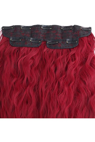 KONAK PERUK Half Moon Fiber Synthetic Fluffy Wavy + 2 Side Snaps - Red