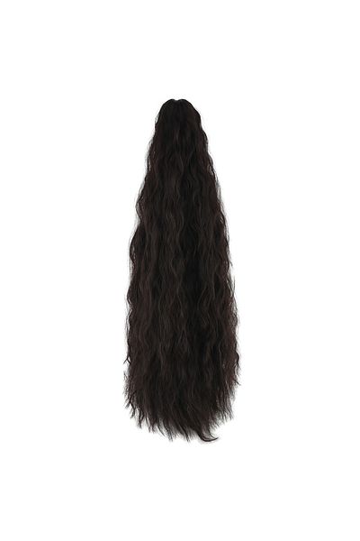 KONAK PERUK Fluffy Wavy Ponytail with Buckle - Brown