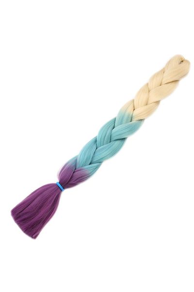 KONAK PERUK Ombreli Synthetic Hair For African Braid And Rasta - Platinum/Turquoise Blue/Light Purple