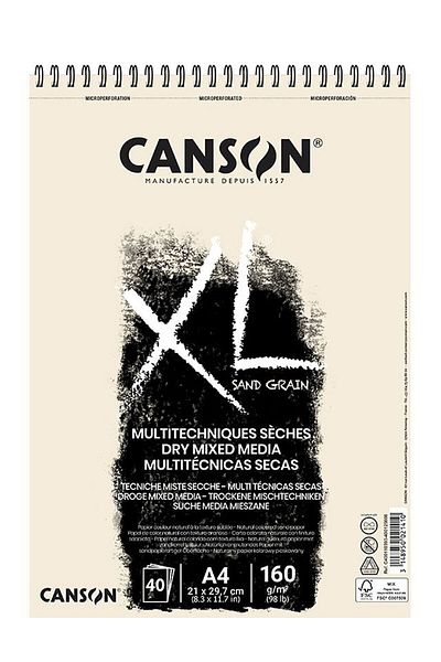 Canson Xl Dry Mix Media Natural Sand Paper Spiral Notebook 40 Sheets 160g 21x29.7