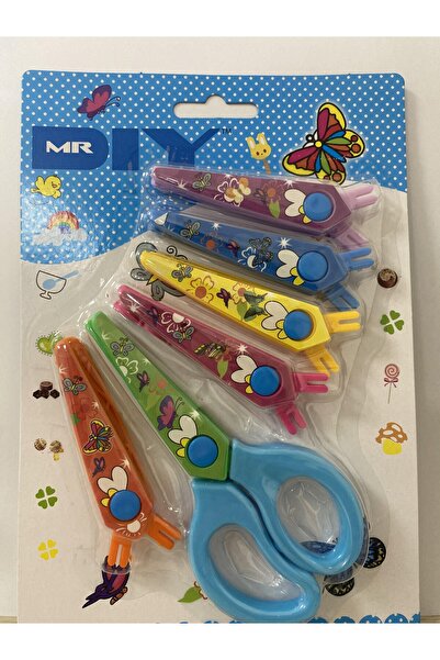 PeriStore 6-Piece Mr. Diy Craft Scissors Blue Set Shaped Scissors