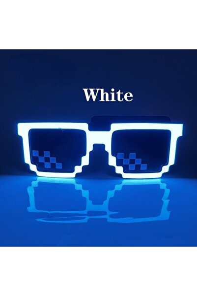 Doppler Beyaz Led Parti Gözlüğü Led Işıklı Pilli Yılbaşı Düğün Eğlence Uv400 Neon Parti Gözlüğü Hj-lpg-02