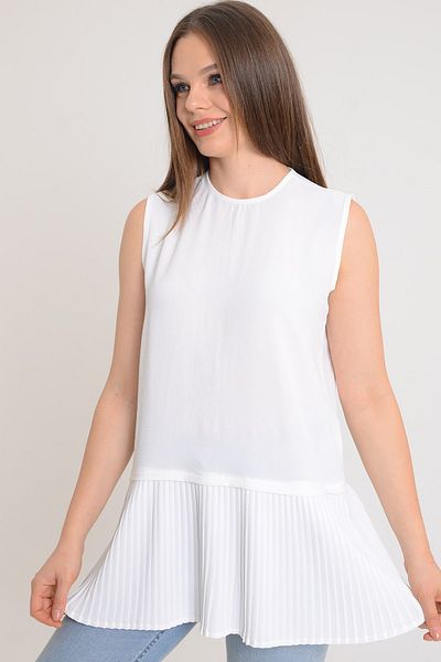 MaraSender Combed Fabric Pleated Zero Sleeve Underwear Tunic