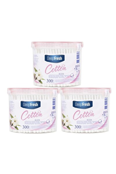 Deep Fresh Deepfresh Cotton Buds Kulak Çubuğu %100 Saf Pamuk 300 Adet (3'lü Set)