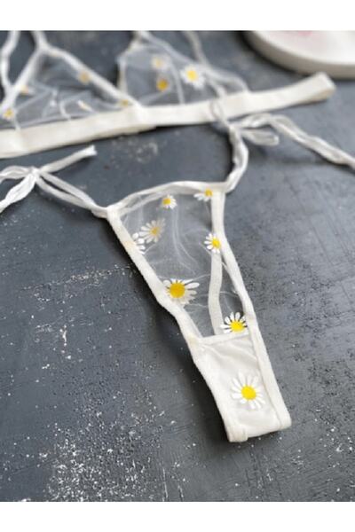 La Linaa Γυναικείο Σετ Bralet με σχέδιο λιλά μαργαρίτα