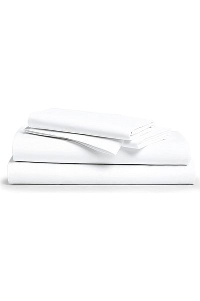 stay home Set cuvertură de pilota cu cearșaf elastic dublu alb