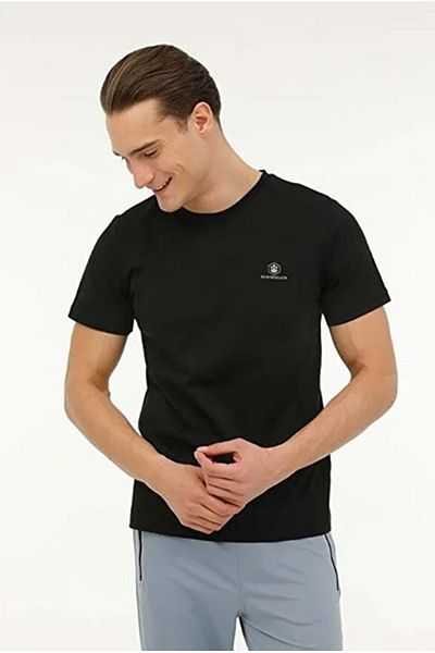 lumberjack M-ct102 Μαύρο ανδρικό μπλουζάκι - Basic C λαιμόκοψη, κοντομάνικο