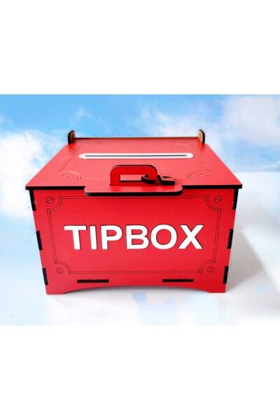 Woodlamp Dekoratif Kırmızı Ahşap Tip Box Kutu Bahşiş Kutusu Kumbara