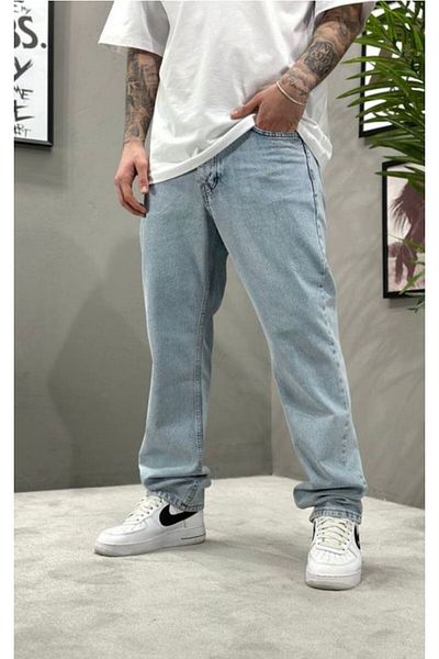 Z1MAN Blue Washed Baggy Model Trousers