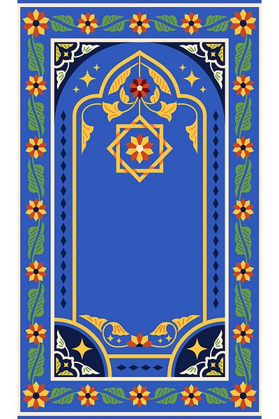 Rugs Modern Halı Blue Floral Geometric Patterned Prayer Rug 70x120