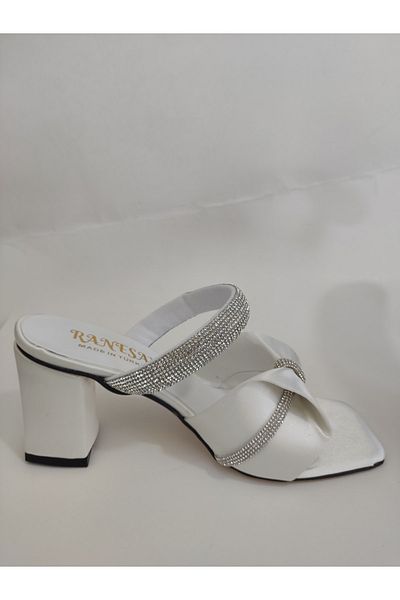 Renasay shose Γυναικεία παπούτσια με λευκό σατέν τακούνι