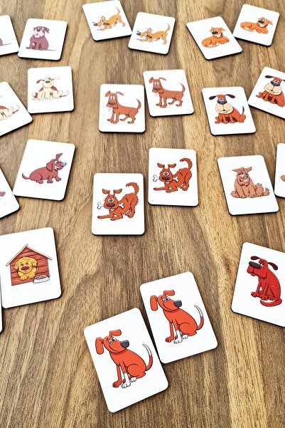metafortoys Ahşap Köpekler Zeka Kartları Eşleştirme Oyunu Okul Öncesi Eğitim Materyali