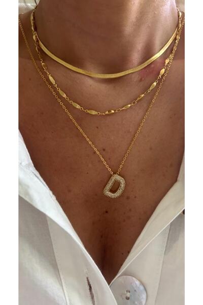 Rossetto Atelier Taşlı D Harfli Kolye