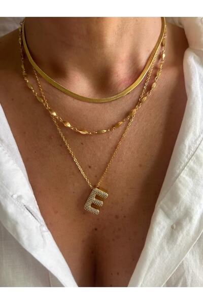 Rossetto Atelier Taşlı E Harfli Kolye