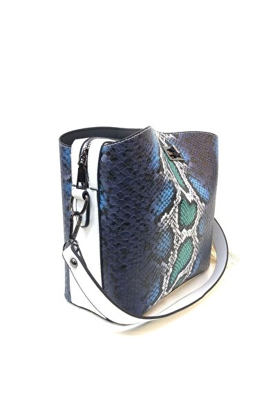 womenacs Navy Blue Color Anaconda Pattern, Can Be Used in Hands and with Shoulder Strap, Has Tassel Accessories