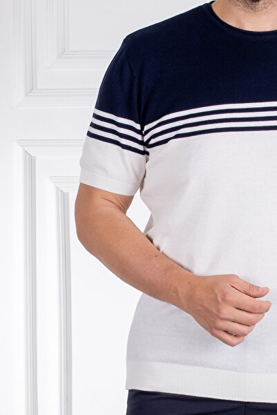 Sarar Інтерв'ю Сарар О Яка 100% бавовна Темно-синя тонкий трикотаж Футболка