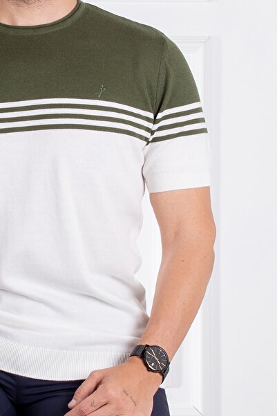 Sarar Επισκέψτε το μπλουζάκι με λαιμόκοψη 100% βαμβακερό πράσινο λεπτό πλεκτό