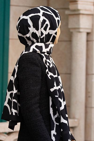 Vissona Medina Silk Γυναικείο Σάλι - Μαύρη Κρέμα