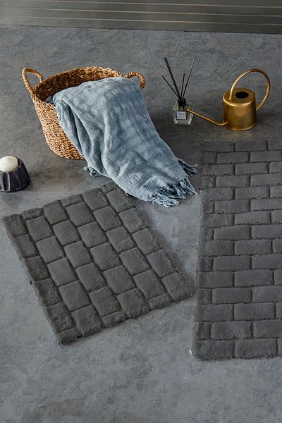 İyi Geceler İstanbul Σετ πατάκι μπάνιου Hcw By Wall Dark Grey 100% βαμβακερή βισκόζη 2 τεμαχίων