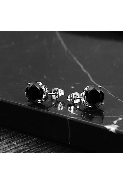 Viking Boutique Design Large Zircon Stone Stud Model King Size Vintage 316L Steel Men's Earrings