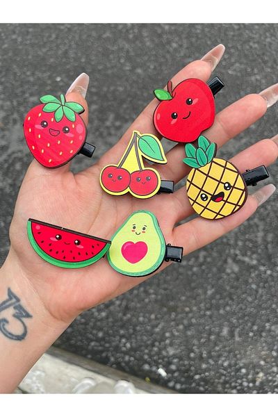 Planet Butik Cute Fruits Collet Buckle Set of 6