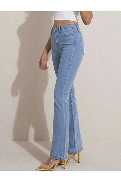 ÖZMODA Lycra Flared Jeans Trousers Blue